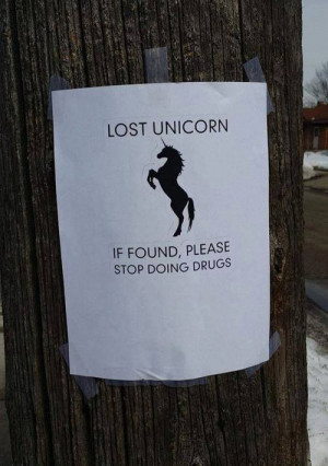 Funny lost unicorn sign