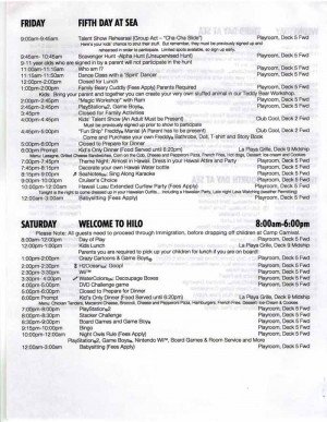 Camp Carnival Activity Schedule