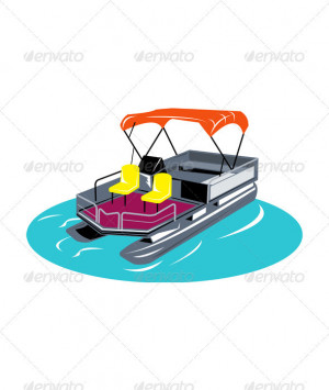 Cartoon Pontoon Boat Character