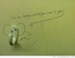 Bathroom elephant will hold your coat for you