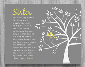 SISTER GIFT My Sister My Friend Personalized Art Print Tree Birds ...