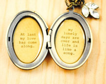 At last my love has come along - Song Quote Locket - Women's Locket ...