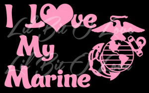 Love My Marine Vinyl Car Decal - USMC Marine Girlfriend Wife Mom