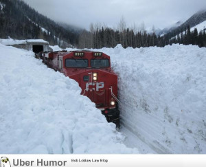 Train navigating through the Canadian snow
