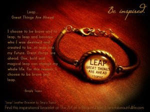 leap great things are ahead inspirational leather bracelet