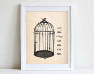 8x10 Vintage Bird Cage Wall Art Ins pirational Quote All Good Things ...