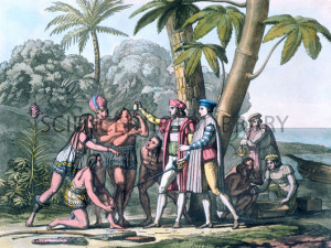 Columbus approaching the American Indians