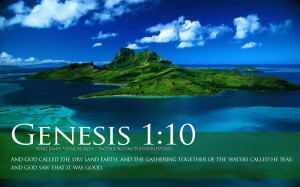 ... Verses Genesis 1:10 Ocean Island Beautiful Landscape HD Wallpaper