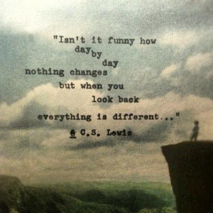 ... changes but when you look back everything is different. ~C.S. Lewis