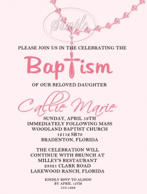 Baby Girl Rosary Baptism Invitation