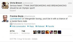 LOL Rihanna chris brown twitter frankie banter olympics Frankie Boyle