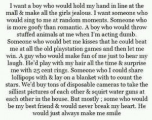 want a boy who will...