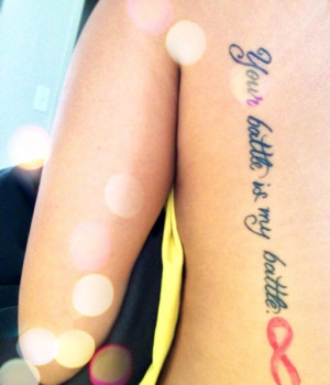 If she has battled breast cancer, a memorial tattoo honors her battle.