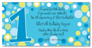 Slim Blue 1st Birthday Party Invitations