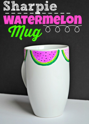 DIY Sharpie Watermelon Mug from Mom it Forward - So easy and SO cute!