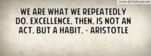 We are what we repeatedly do. Excellence, then, is not an act, but a ...