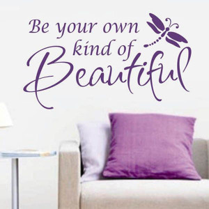 Be your Own Beautiful Quote Vinyl Wall Lettering Dragonfly Decal ...