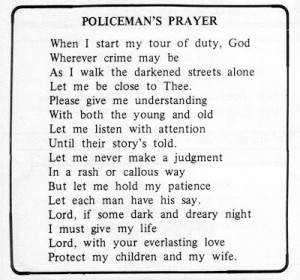 1976--Policeman's Prayer, included in 1976 yearbook