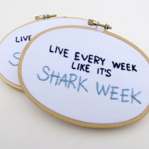 ... Hoop : Shark Week TV Quote Hand Embroidered Art - 30 Rock Hoop Art