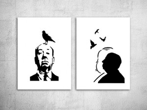 Alfred Hitchcock presents Mid century art Retro art print Silhouette ...