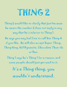 Cat The Hat Quotes Thing One