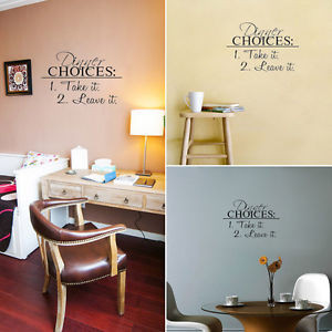 Dinner-Choices-Art-Vinyl-Substantial-Quote-Wall-Sticker-Decals-Living ...