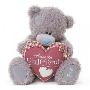 ... Tatty Teddy Bear Holding A Amazing Girlfriend Heart Shaped Cushion