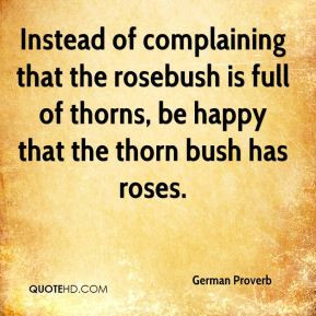 ... rosebush is full of thorns, be happy that the thorn bush has roses