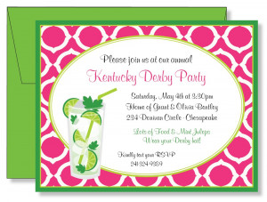 Kentucky Derby Mint Julep Party Invitations