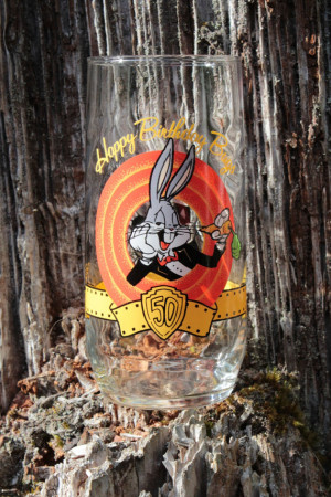 Vintage 1990 Happy 50th Birthday Bugs Bunny Glass - Warner Brothers ...