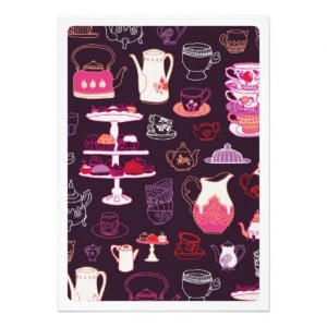 Cute high tea coffee cupcake pattern invitation from Zazzle.com