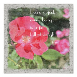 Painted Rose Floral Garden Rumi Quote Poster print