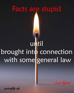 Facts are stupid until brought into connection with some general law.