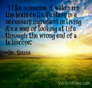 sunlit landscape and quote by Seuss