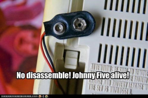 ... chair is happy,johnny 5,Movie,no disassemble,quote,robot,short circuit