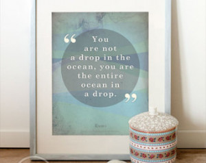, Printable Quote (INS TANT DOWNLOAD) blue, green, water, ocean, Rumi ...
