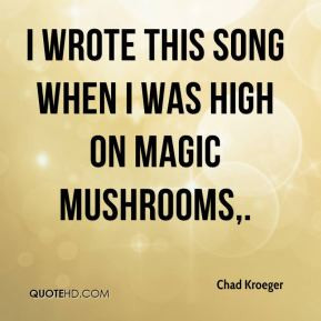 Chad Kroeger - I wrote this song when I was high on magic mushrooms.