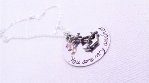 Anchor Charm Necklace - You are my Anchor quote - Hand stamped jewelry ...