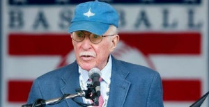 Roger Angell at his induction to Baseball Hall of Fame, 2014. AP Photo ...