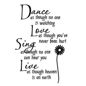 Dance Love Sing Live” English Quote Sitting Room Wall Stickers Daisy ...