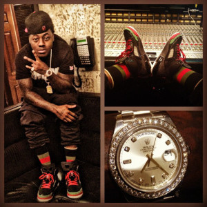 Ace studio lounging in the Jordan Spiz'ike.