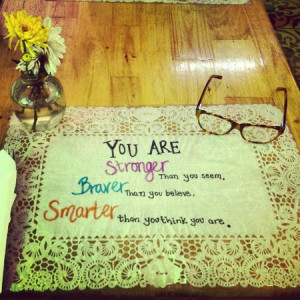 Each placemat is decorated with inspirational quotes-- adds a bit of ...
