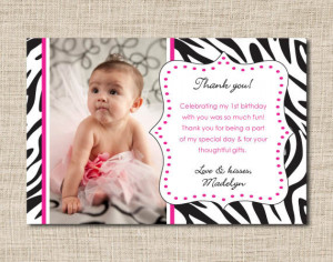 Zebra print photo thank you cards, printable photo thank you cards