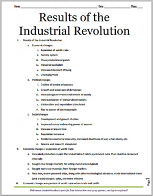 Results of the Industrial Revolution