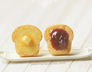 ... Earrings - Toast Earrings - Butter and Grape Jam Toast Earrings