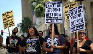 Students protest against student loans