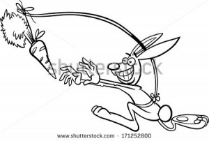 ... Dangling A Carrot Saying or Proverb for Coloring Book - stock vector