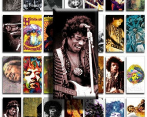 Jimi Hendrix (No. 3) - 1x2 inch Dom ino Size Image Tiles, Digital ...