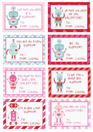 Kids Robot Valentines Cards - Personalized Valentine's Cards Kids ...