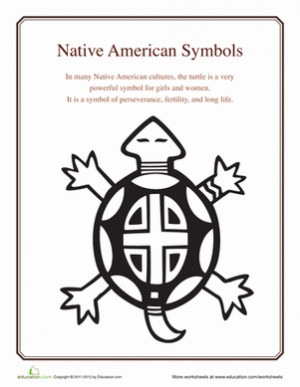 Fourth Grade History Worksheets: Native American Symbols: Turtle